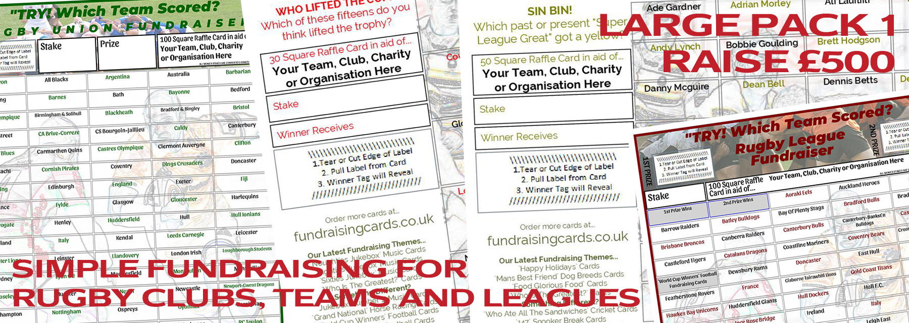 Raise £500 Rugby Club Fundraising Card Pack Raise £500 Rugby Club Fundraising Card Pack