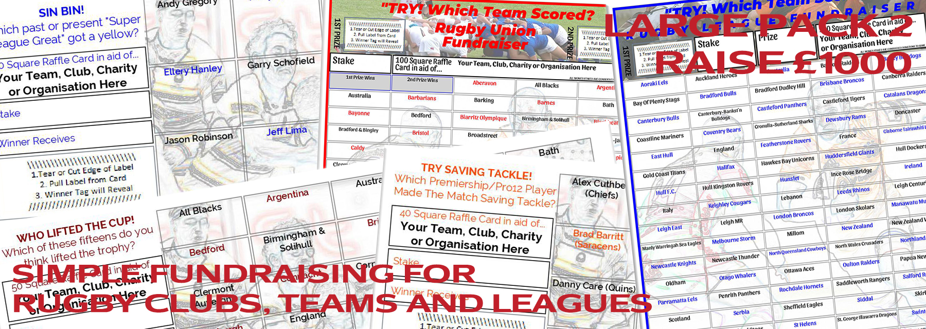 Raise |pound1000 Rugby Club Fundraising Card Pack Raise |pound1000 Rugby Club Fundraising Card Pack